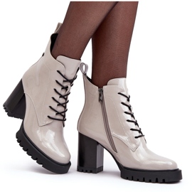 Patentované vysoké boty na podpatku, teplá světle šedá S.Barski MR870-54 9