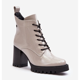 Patentované vysoké boty na podpatku, teplá světle šedá S.Barski MR870-54 1