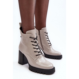 Patentované vysoké boty na podpatku, teplá světle šedá S.Barski MR870-54 5