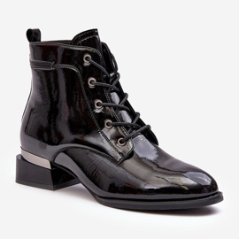 Vinceza Lakované zateplené kozačky na zip, Black Achonia černý 1