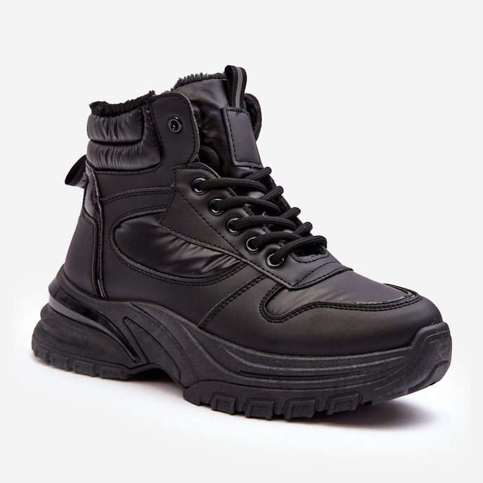 PE1 Šněrovací dámská zateplená sportovní obuv Černá Dejana 1