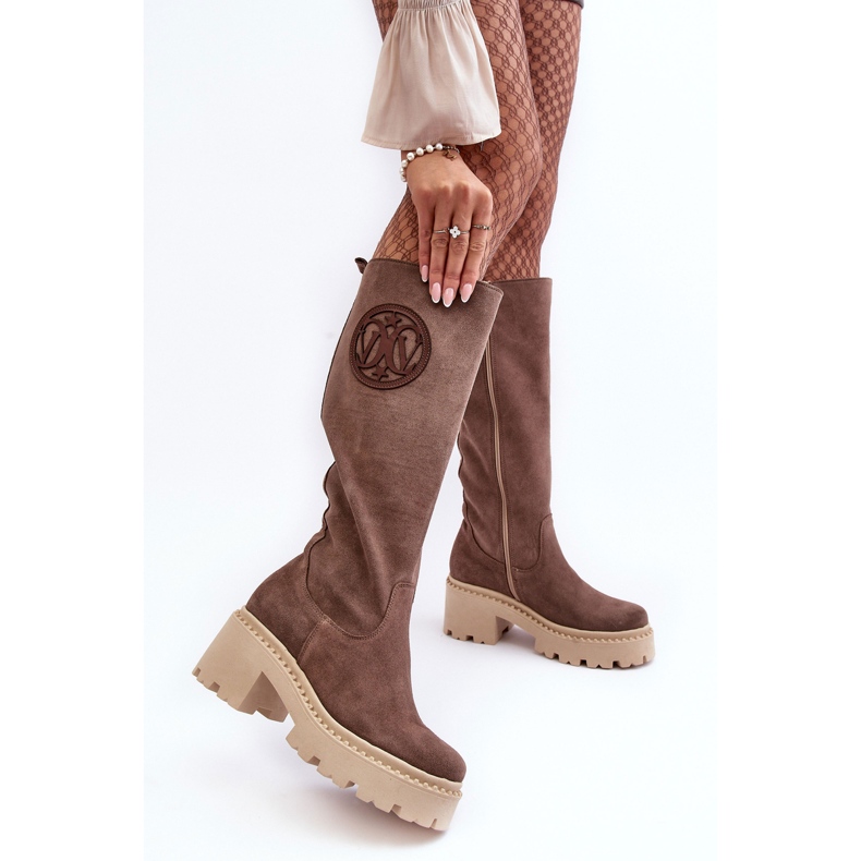 Lewski Shoes Dámské semišové kozačky nad kolena Brown Lewski 3367 hnědý 2