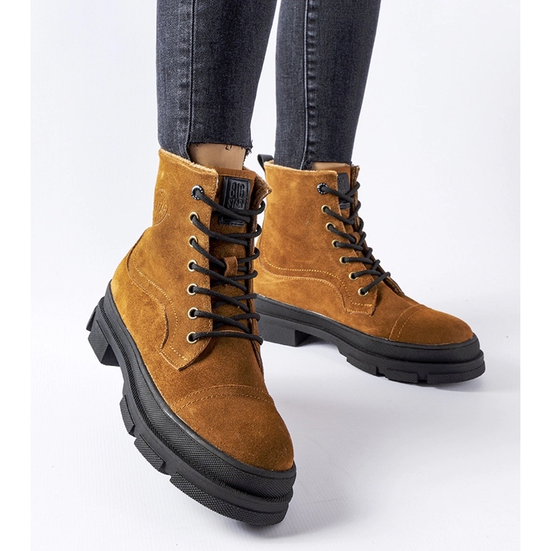 Hnědé kožené dělníky Big Star KK274524 hnědý 1