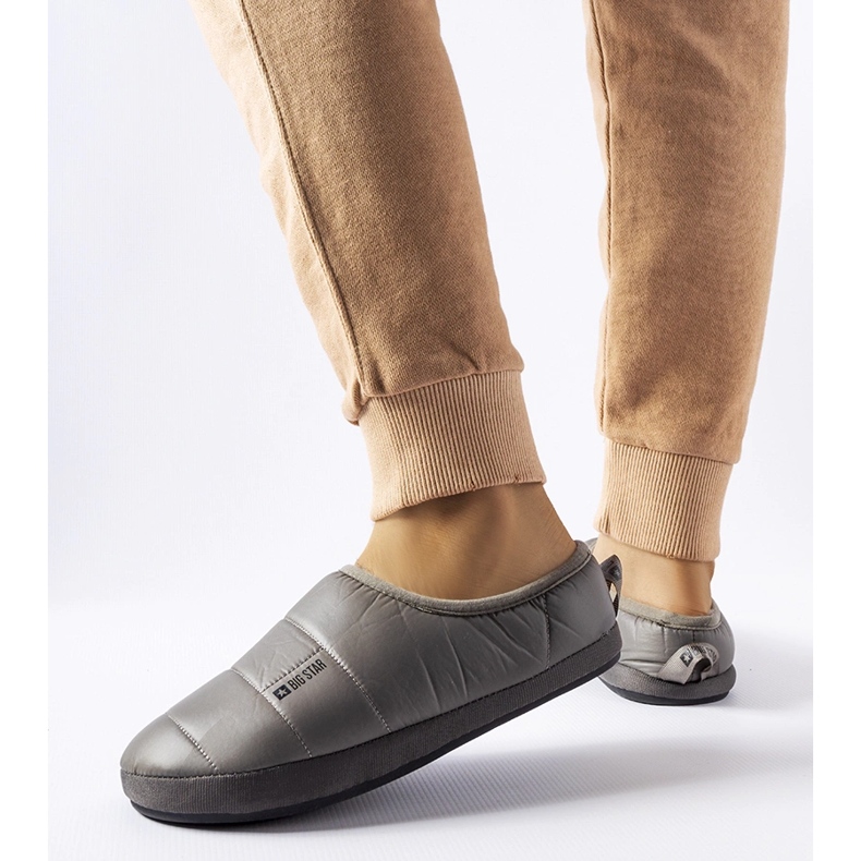 Šedé zateplené zimní pantofle Big Star KK274603 šedá 1