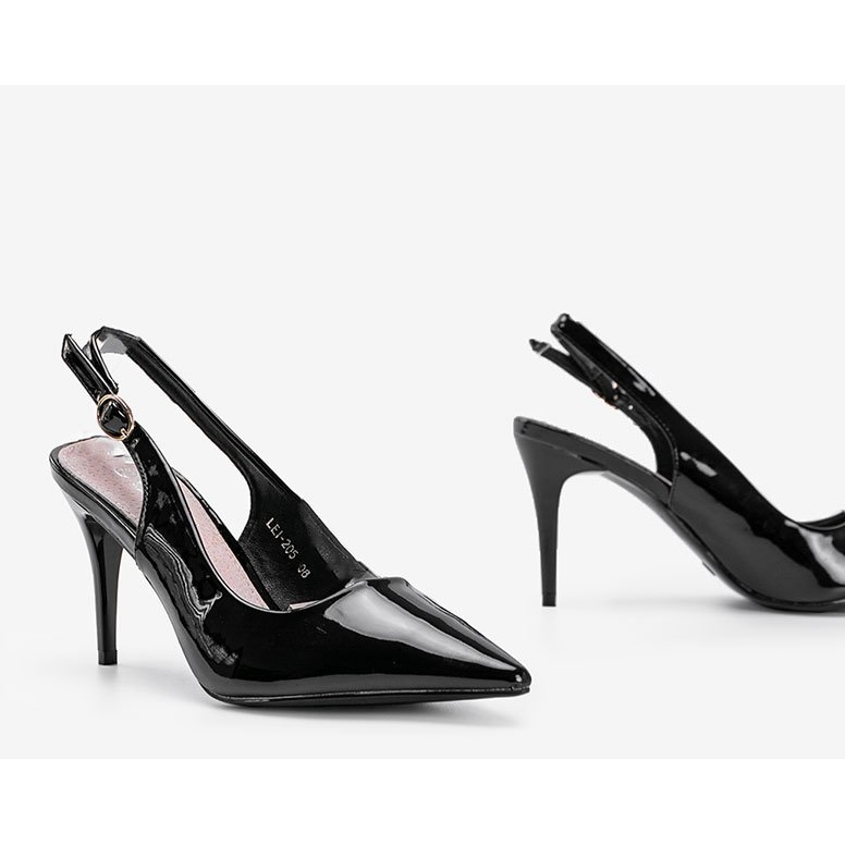 Černé lodičky lakované na opasku Cindy černý 1