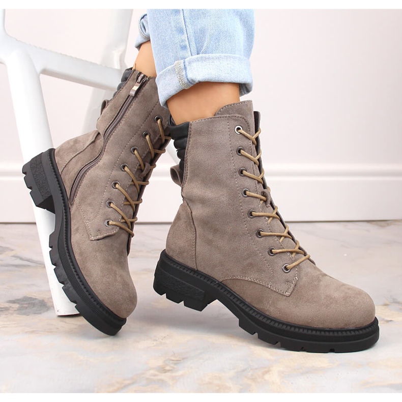 Zateplené dámské kozačky Jezzi RMR2221-17 béžový 1