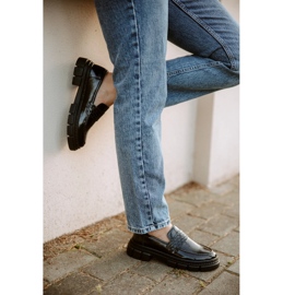 WASAK Dámské kožené slip-on boty 0706, černé, se silnou podrážkou černý 1