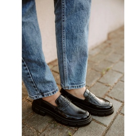 WASAK Dámské kožené slip-on boty 0706, černé, se silnou podrážkou černý 2