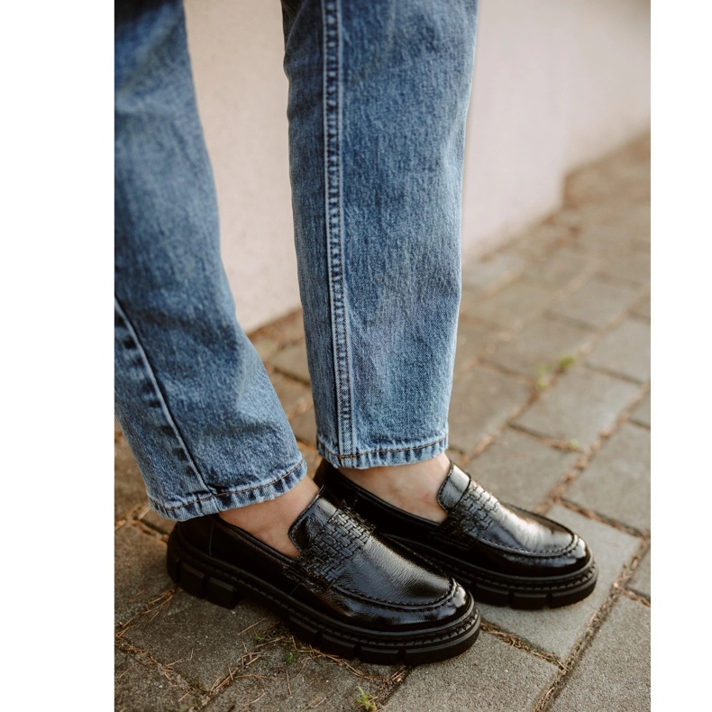 WASAK Dámské kožené slip-on boty 0706, černé, se silnou podrážkou černý 2