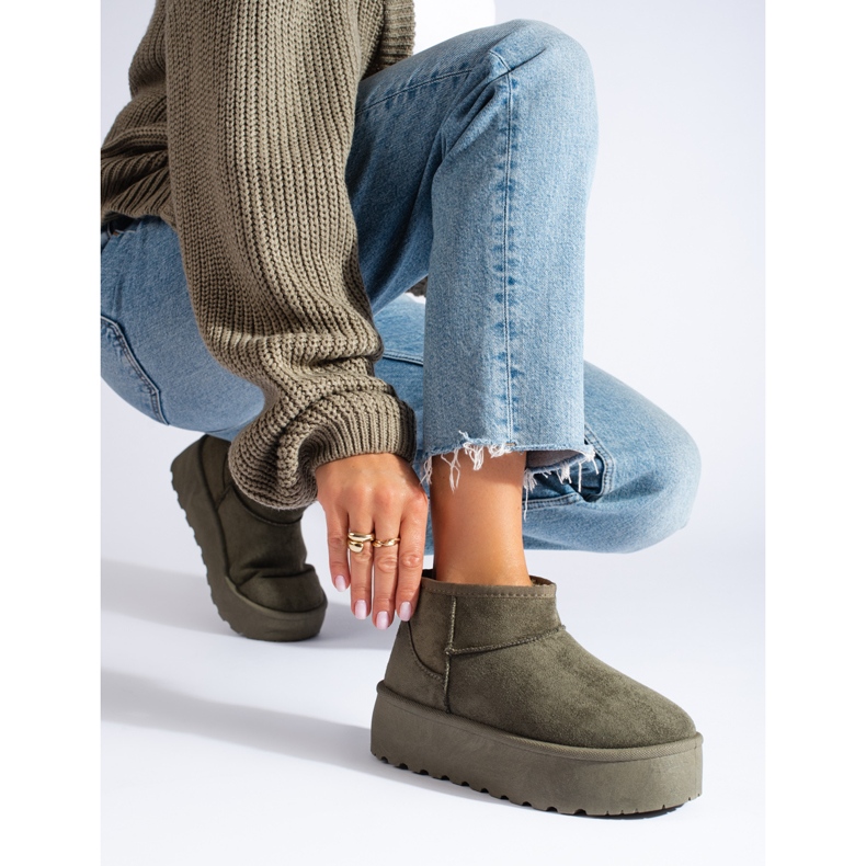 Zelené sněhule na platformě Shelovet zelený 1