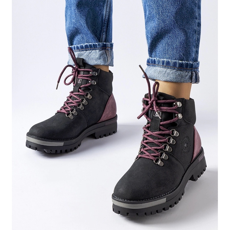 Černé a vínové kozačky Big Star MM274318 černá 1