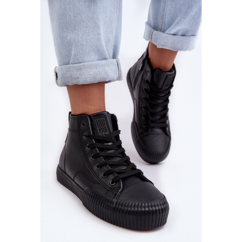 Dámské zateplené tenisky se zipem Black Big Star MM274020 černý 1