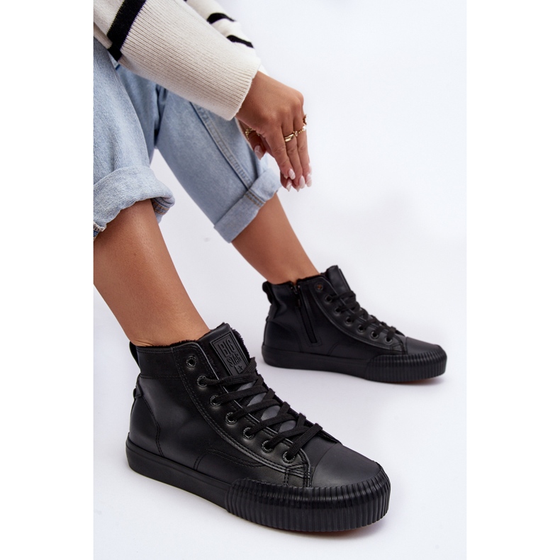 Dámské zateplené tenisky se zipem Black Big Star MM274020 černý 2