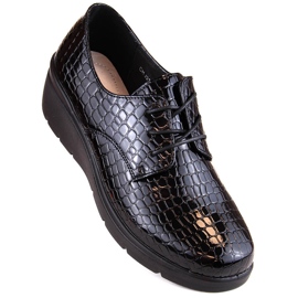 Dámské patentované boty Croco oxford s klínkem T.Sokolski 328 černý 1