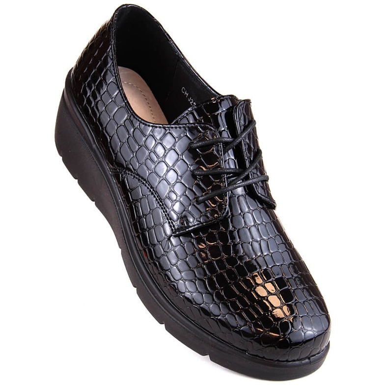 Dámské patentované boty Croco oxford s klínkem T.Sokolski 328 černý 1