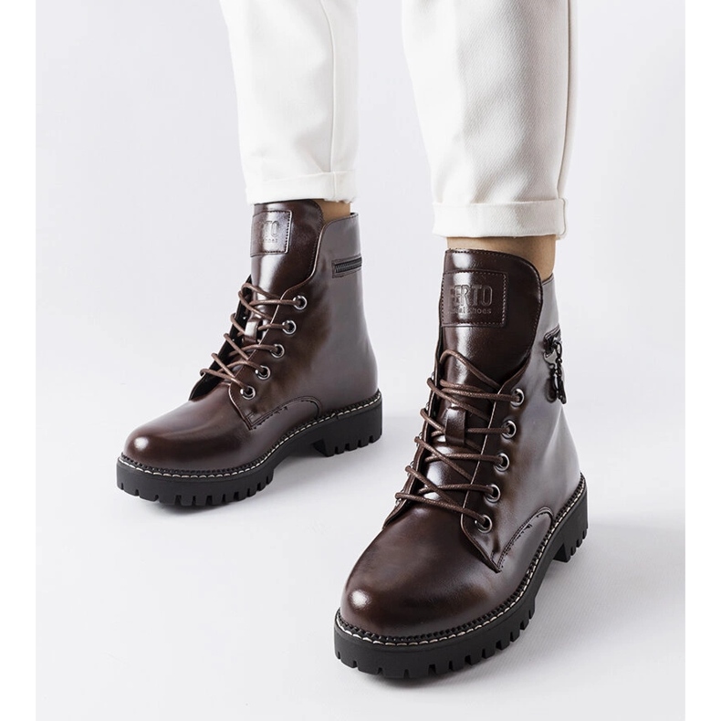 Eloisa hnědá šněrovací dělnice hnědý 1