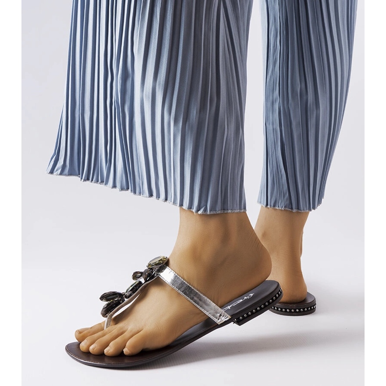 Zarattini stříbrné elegantní žabky stříbrný 1