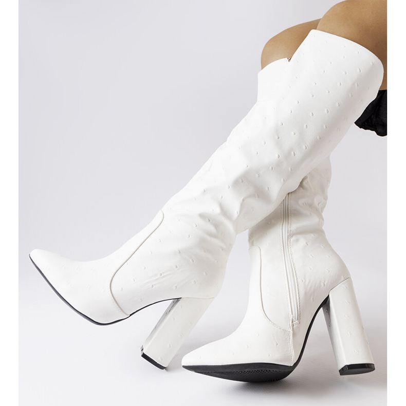 Bílé kozačky X8266 White černý 1