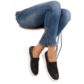 Stylové elegantní slipony 788-26 Black černý 2