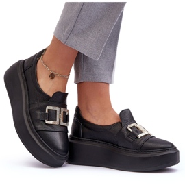 Lewski Shoes Dámské kožené boty na platformě Černá Lewski 3398/2 8