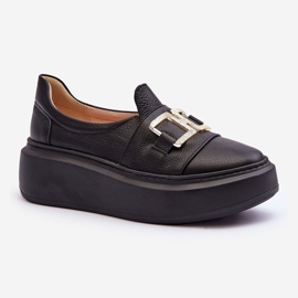 Lewski Shoes Dámské kožené boty na platformě Černá Lewski 3398/2 1