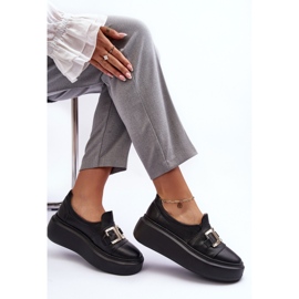 Lewski Shoes Dámské kožené boty na platformě Černá Lewski 3398/2 5