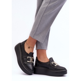 Lewski Shoes Dámské kožené boty na platformě Černá Lewski 3398/2 7