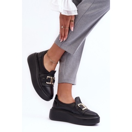 Lewski Shoes Dámské kožené boty na platformě Černá Lewski 3398/2 3