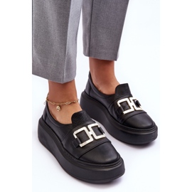 Lewski Shoes Dámské kožené boty na platformě Černá Lewski 3398/2 4
