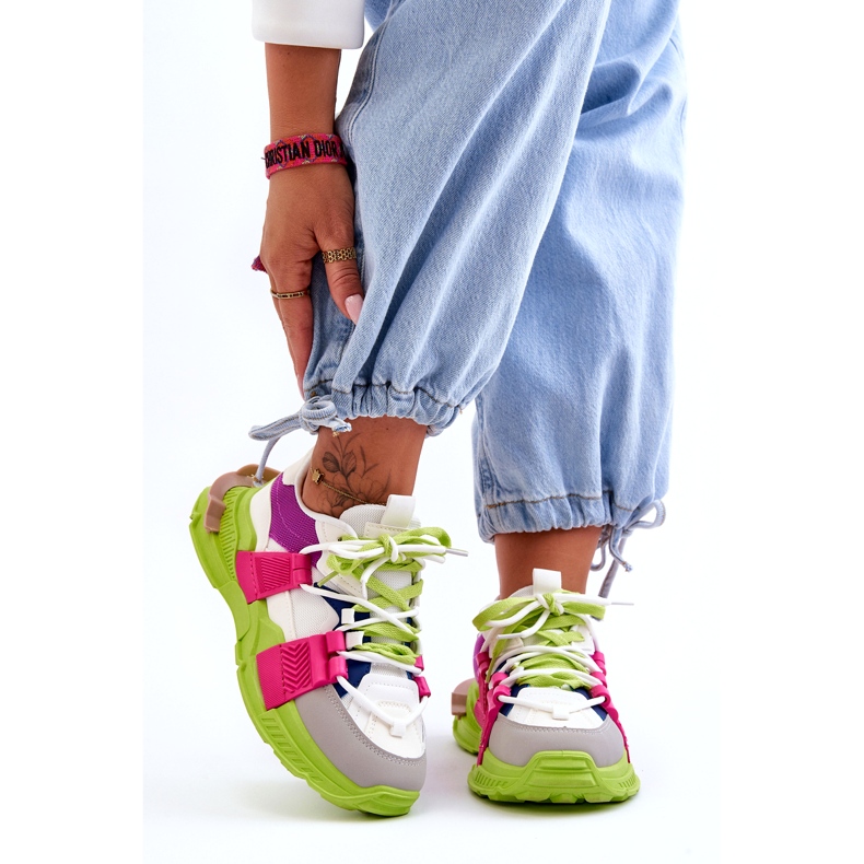 Seastar Dámská módní šněrovací sportovní obuv, zeleno-růžová vícebarevný 4