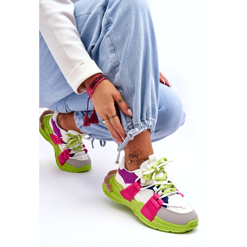 Seastar Dámská módní šněrovací sportovní obuv, zeleno-růžová vícebarevný 2