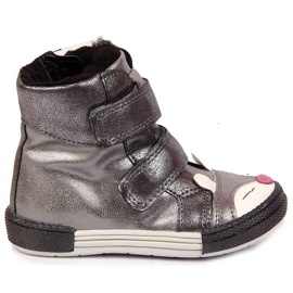 Dívčí boty, suchý zip, stříbrná liška, Kornecki 6583 stříbrný 1