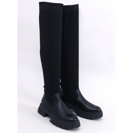 Teasly Black kozačky nad kolena s pružným svrškem černý 1