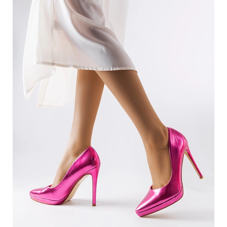 Kristininy růžové zrcadlové podpatky růžový 1