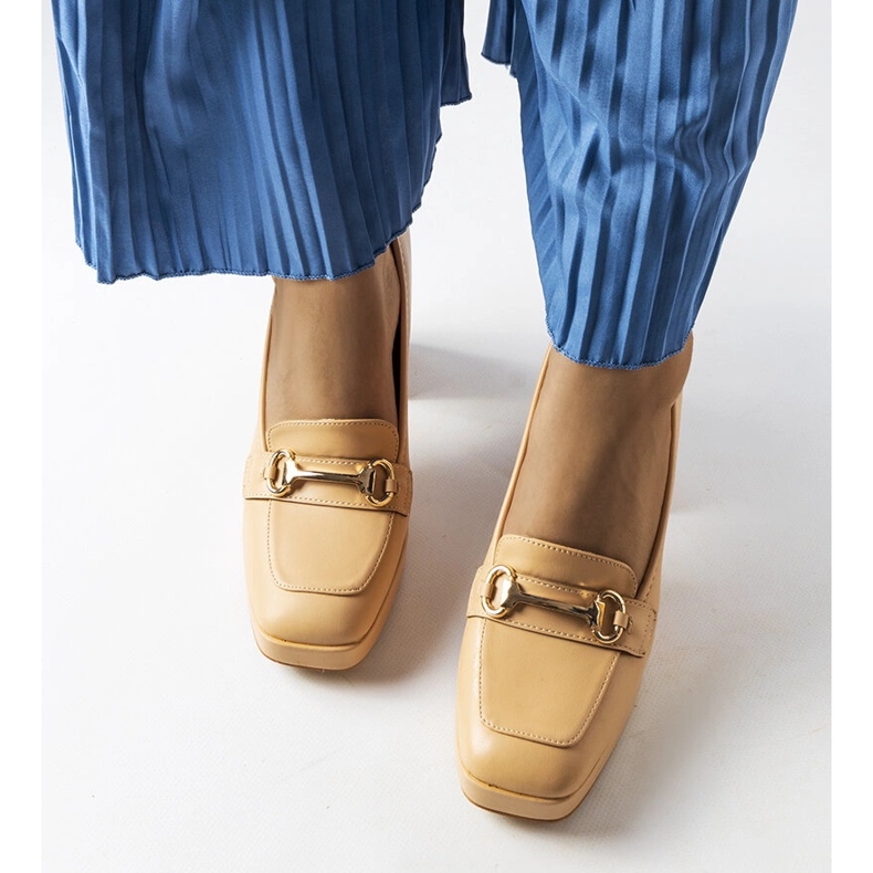 Béžové lodičky na geometrickém bloku od Blaiss béžový 1