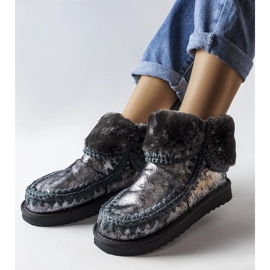 Šedé metalické eskymácké zateplené boty od Maggi šedá 1