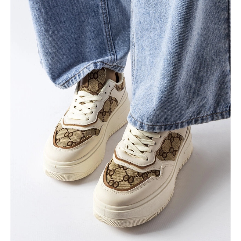 Inna Béžové tenisky zdobené monogramem Conte béžový 1