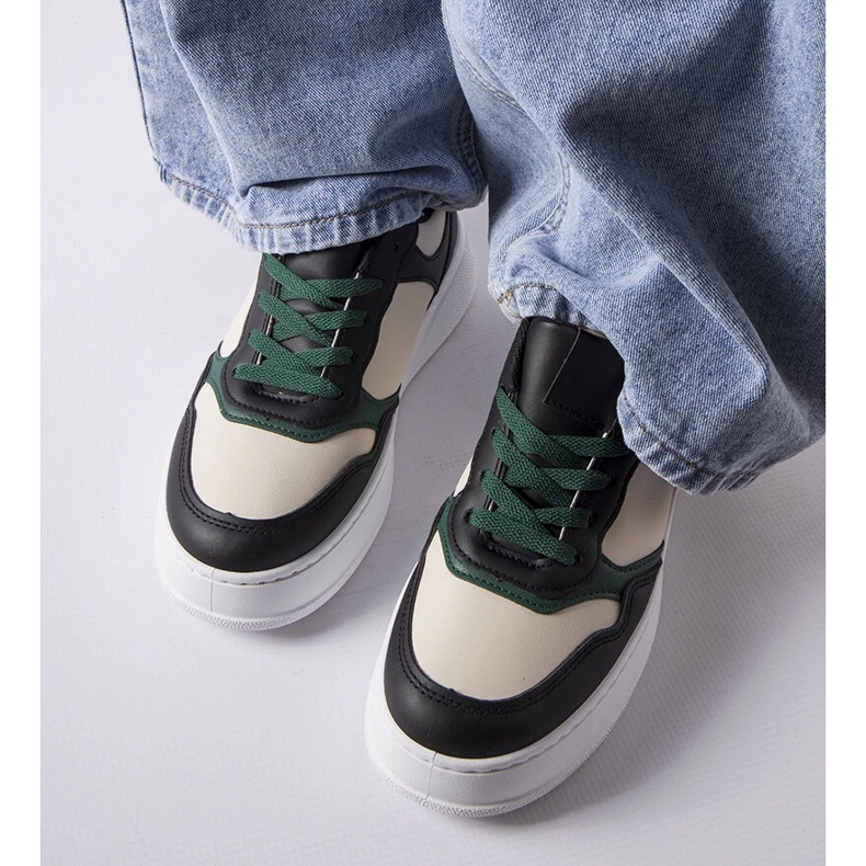 Černé a zelené tenisky na platformě Baron černá 1