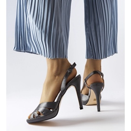 Šedé sandály na vysokém podpatku z alpaky šedá 1