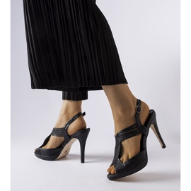 Černé sandály na vysokém podpatku Tougas černá 1