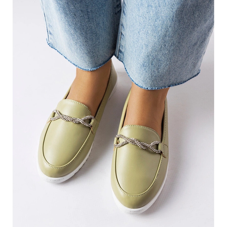 Zelené mokasíny s kamínky od Paoly zelená 1