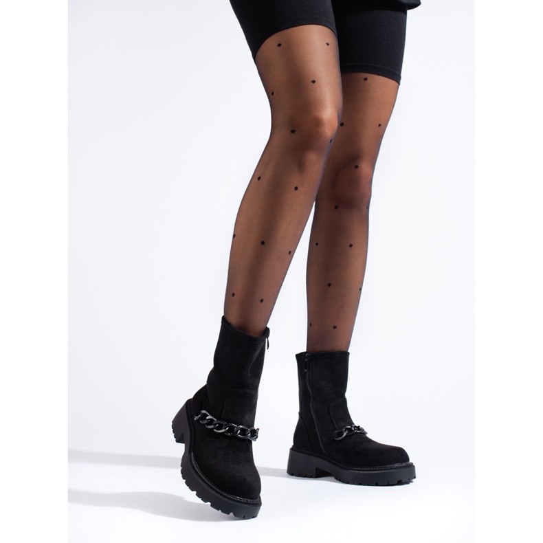 Dámské dělnice na platformě Shelovet s černým řetízkem černá 1