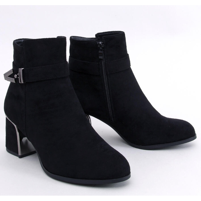 Elegantní kotníkové boty Khalia Black na vysokém podpatku černý 1