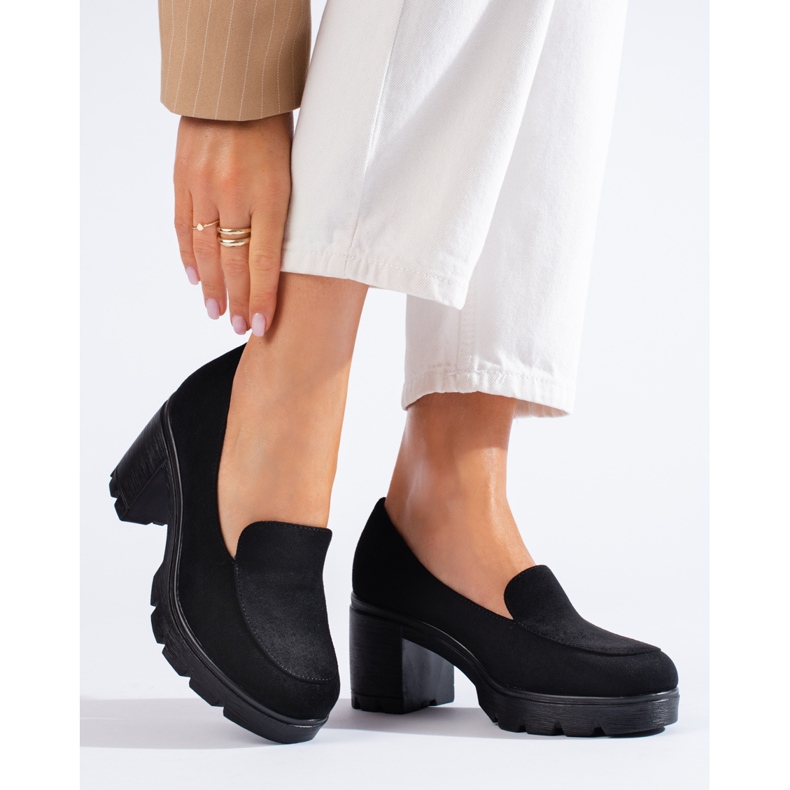 W. Potocki Dámské semišové boty na vysokém podpatku Potocki černé černá 1