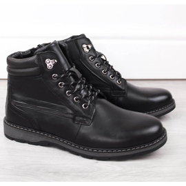 Kožené pánské zateplené kotníkové boty, černé, T.Sokolski Z23-111 černá 1
