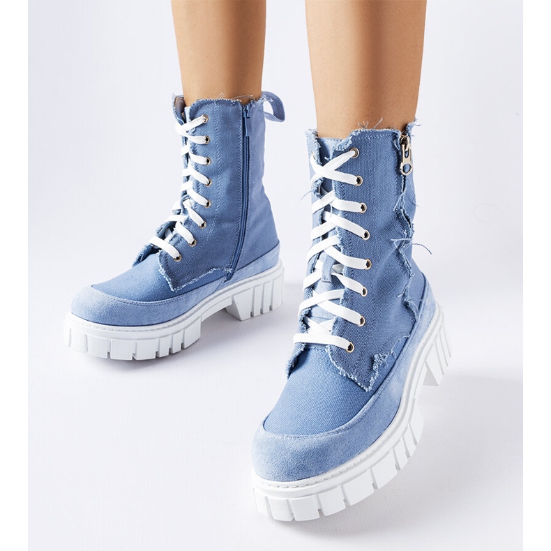 Modré zateplené kozačky Crispiero modrý 2