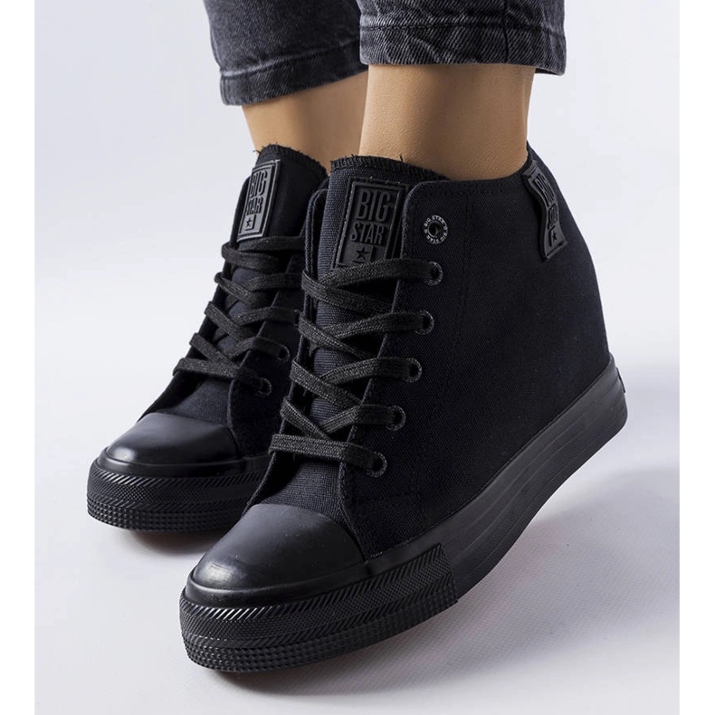 Černé tenisky na klínku Big Star LL274034 černá 1