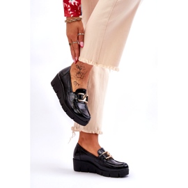 Lemar Lakované mokasíny s ozdobou na klínku, černé černá 2 Lemar Lakované mokasíny s ozdobou na klínku, černé černá 2