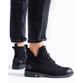 W. Potocki Černé semišové šněrovací kotníkové boty Potocki černý 2