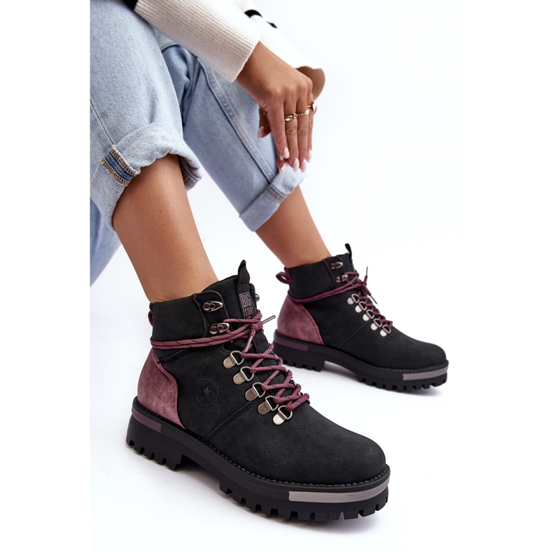 Šněrovací boty Black Big Star MM274318 černý 1